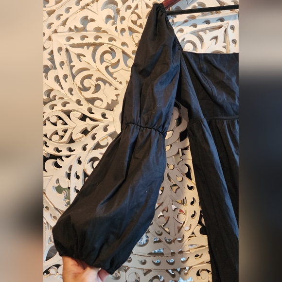 REFORMATION MICHAELA BABYDOLL MINI BLACK DRESS PUFF SLEEVES SIZE 8 - Picture 8 of 16